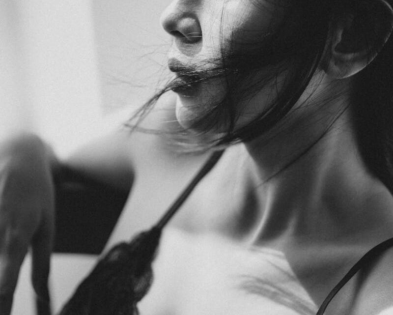 Asian woman in lingerie looking away